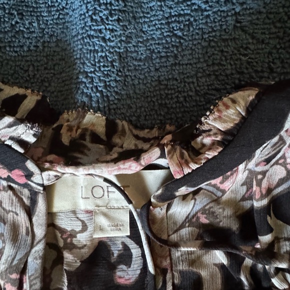 LOFT Black and Pink Floral Dress - Picture 2 of 3